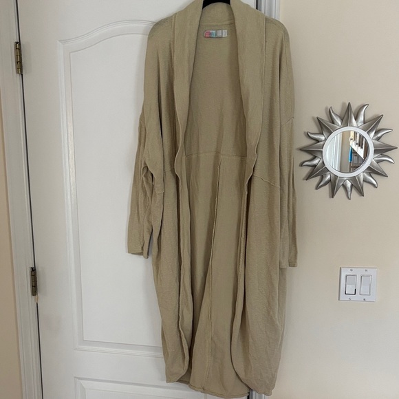 Free People Jackets & Blazers - Free People Beach Ladies Light Tan/Green Long Cardigan-S